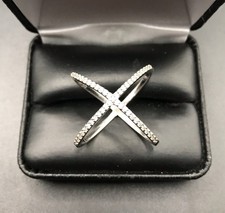 925 Sterling Silver Crisscross Ladies Ring Size 8