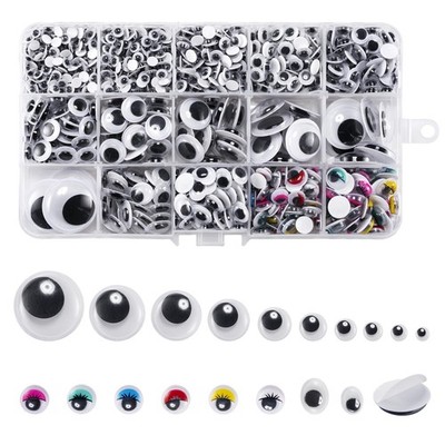 Selbstklebend Wackelaugen, 1200 Stück Wiggle Eyes Augen Kunststoff Puppe Auge...