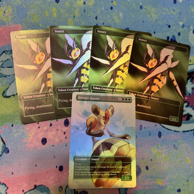 Hornet Queen Full Art Foil Mtg Play Test Card W/ 4tokens Pokemon 