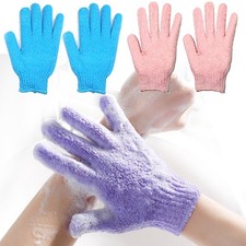 Exfoliating Bath Gloves Body Scrub Wash Mitts 2 Count Pack of 1 , Blue pink