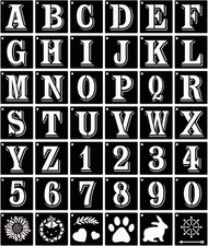 3 Inch Letter Stencils Symbol Numbers Craft Stencils, 42 Pcs Reusable Plastic