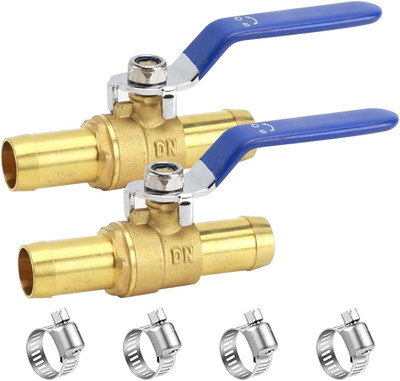 3/4'' Hose Barbed Brass Ball Valve, Heater Hose Shut off Valve Pipe Tubing Fittin