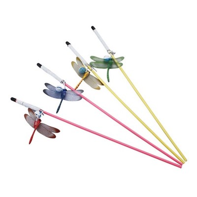 Fun Cute Dragonflies Cats Teaser Wand Toy with Bells Interactive Play Activity