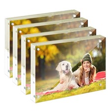 4PCS 4x6" Acrylic Picture Frame Magnet Double Sided 10 10MM Plexiglass Clear