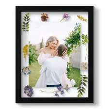 11x14 Floating Picture Frame Black Solid Wood Frame for Pressed Flower