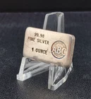 Vintage ABC - Australian Bullion Company 1 oz Poured Silver Ingot Bar - RARE!