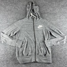 Nike Hoodie Womens S Gray Lightweight Knit Full Zip Pockets Just Do It Logo