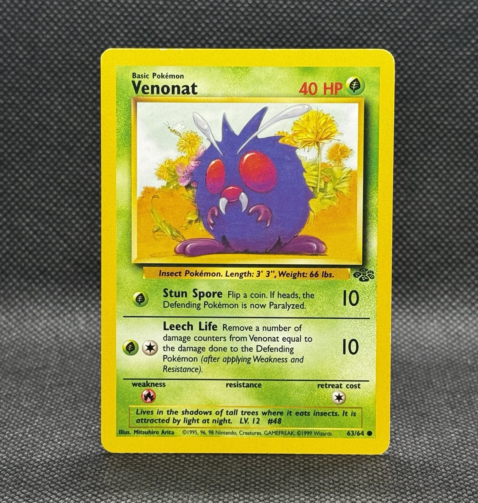 Venonat 63/64 Common Jungle Pokemon Unlimited Moderately Played