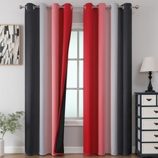 Black and Red 100 Blackout Curtains 52"W x 84"L Pack of 2 ,