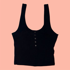 Abercrombie  Fitch Women's Black Ribbed Crop Top Size M 