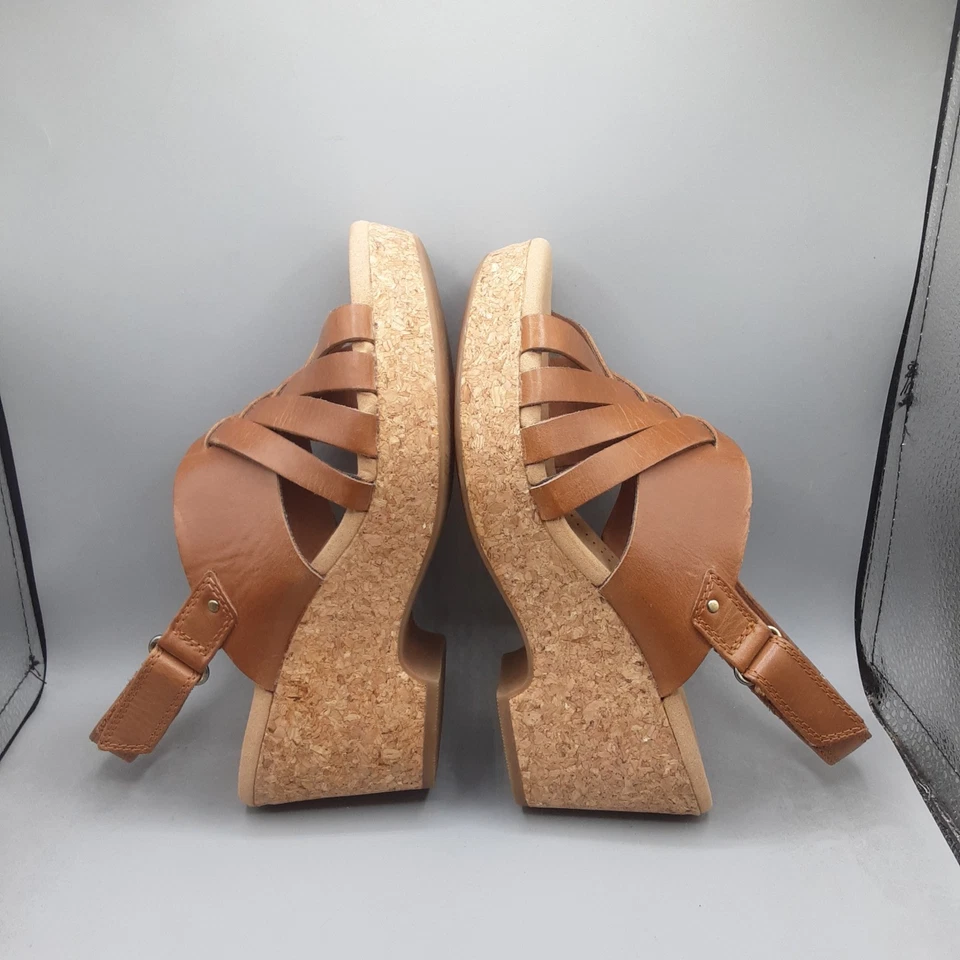 Sandalias Clarks Giselle Brillantes Para Mujer 7.5M Cuero Tostado Cordones A35 Foto 4 de 4