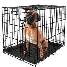 Foldable 48" Wire Crate for Dogs with Divider and Leak-Proof Tray