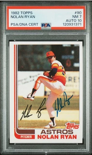 1982 Topps Nolan Ryan Signed Baseball Card #90 PSA 7 DNA 10 Certified Auto HOF