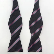 THE TIE BAR Bow Tie 100% Silk Men's Necktie Striped Adjustable Gray Pink