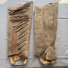 NEW Twisted X Women's Half Chaps 17" Brown (Bomber) Leather Fringed Medium