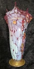 Vintage MCM Murano Millefiori Gold Infused Art Glass Vase From Italy 9" Tall