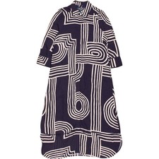 Wyse Navy Geometric Shirt Dress
