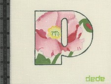 Dede Needlepoint Initial P Letter Hand Painted Canvas Ornament NEW