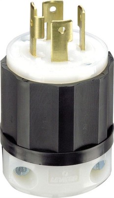 Leviton 02711-0PB 3-Pole 4-Wire Nylon Curved Blade/Ground Locking Plug
