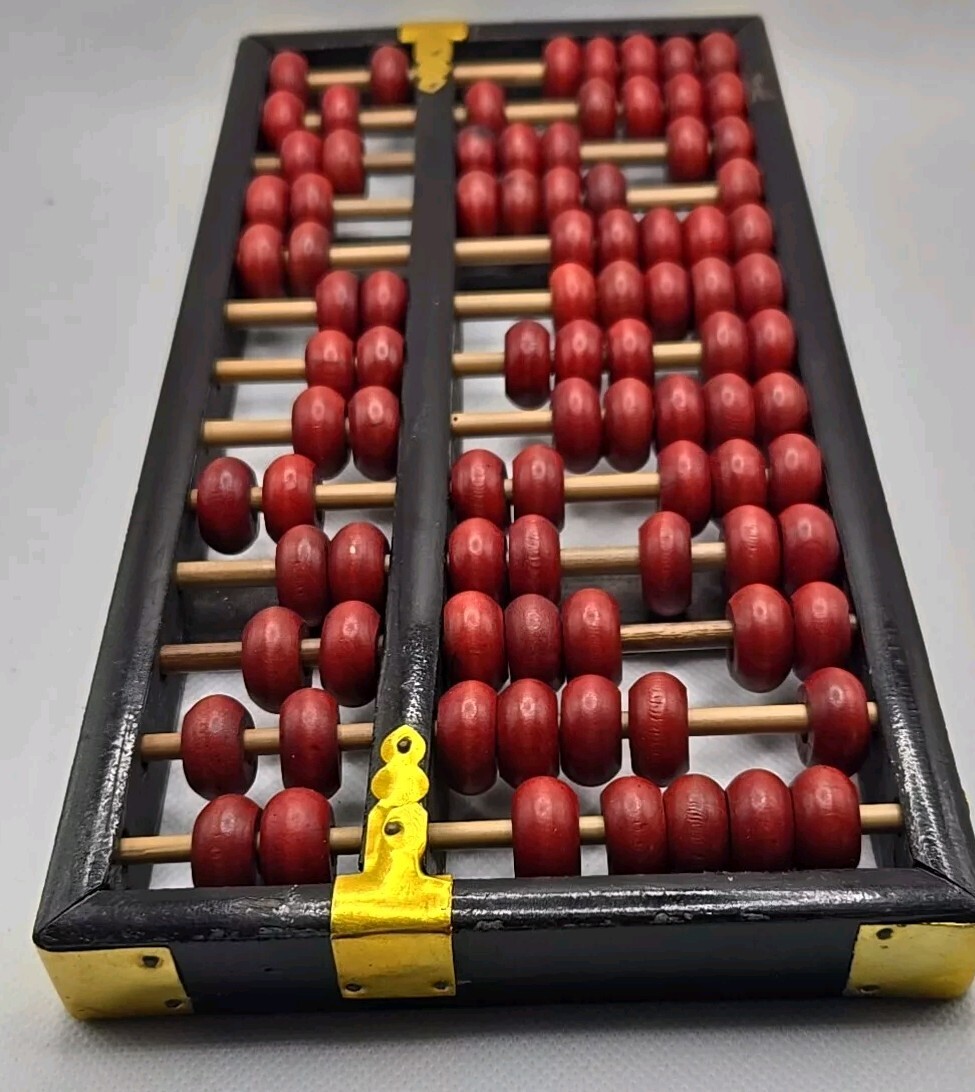 🧮 Antique Asian Chinese Wooden Lotus Flower Abacus 13 Rods 91 Beads