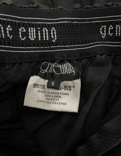 Vtg Linen Gene Ewing Bis Skirt Women Small Black Prairie Whimsigoth Wednesday - Picture 13 of 18