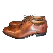 Steve Madden Square Cap-Toe Perforated Leather Oxfords Cognac Size 11D
