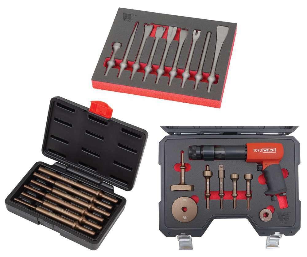 Welzh Werkzeug Vibration Impact Air Hammer Bundle With Punch Set & Chisels