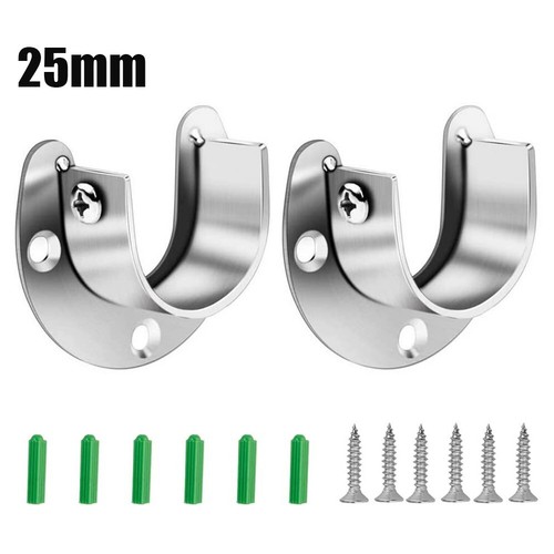 Adjustable Stainless Steel Closet Rod Socket Set 2 Pack Flange Rod