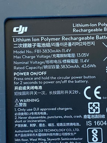 Batterie de vol intelligente DJI Mavic Pro (M1P) P/N FB1-3830mAh-11,4V -- TESTÉ FONCTIONNEL - Photo 3 sur 4