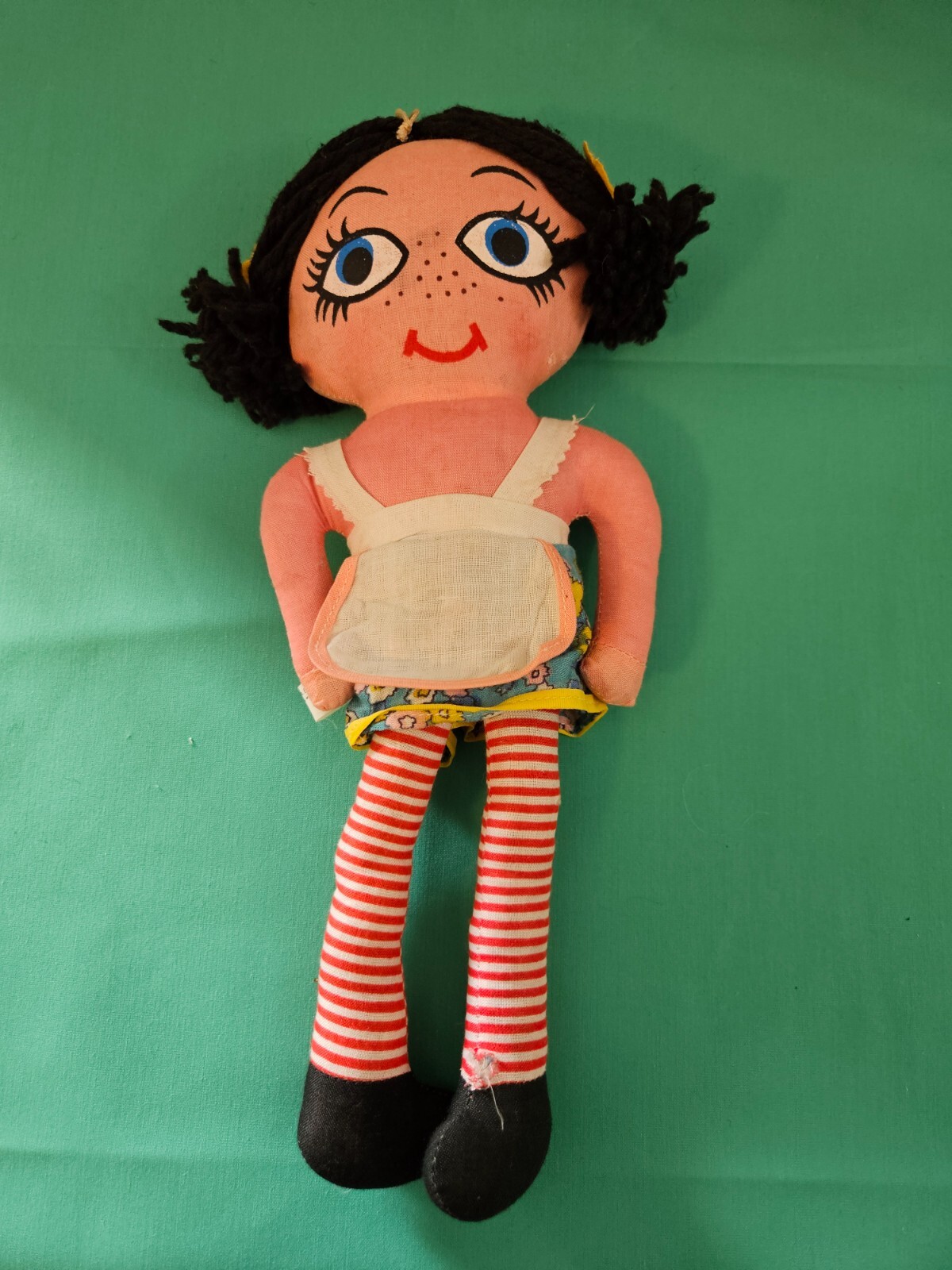 Boudoir Pets Rag Cloth Doll Awake/ Sleepy black Yarn Hair Vintage CUTE!