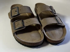 Woodstock Sandals Mens 9 M Bert Slides Tan Brown Leather Casual Slip On Buckle