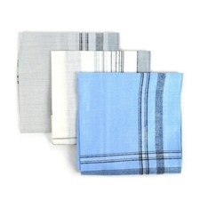 3-Pack Cotton  Polyester Men's Stitched Edges Handkerchiefs 3 Color Set
