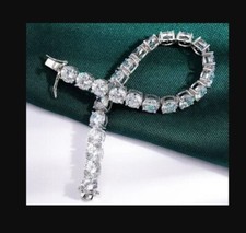 12Ct Round Cut Lab Created 5mm Diamond Tennis 7"Bracelet 14K White Gold Plated