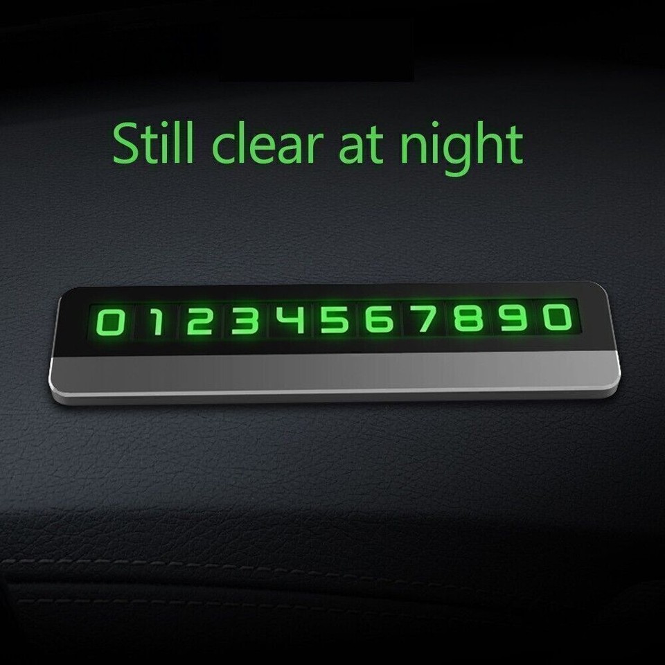 1X Digital Car Silver Temporary Parking Phone Number Plate Metal Hidden