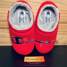 Champion Women's University Slippers Size 7 Fleece Lined Red Heather Gray NEW