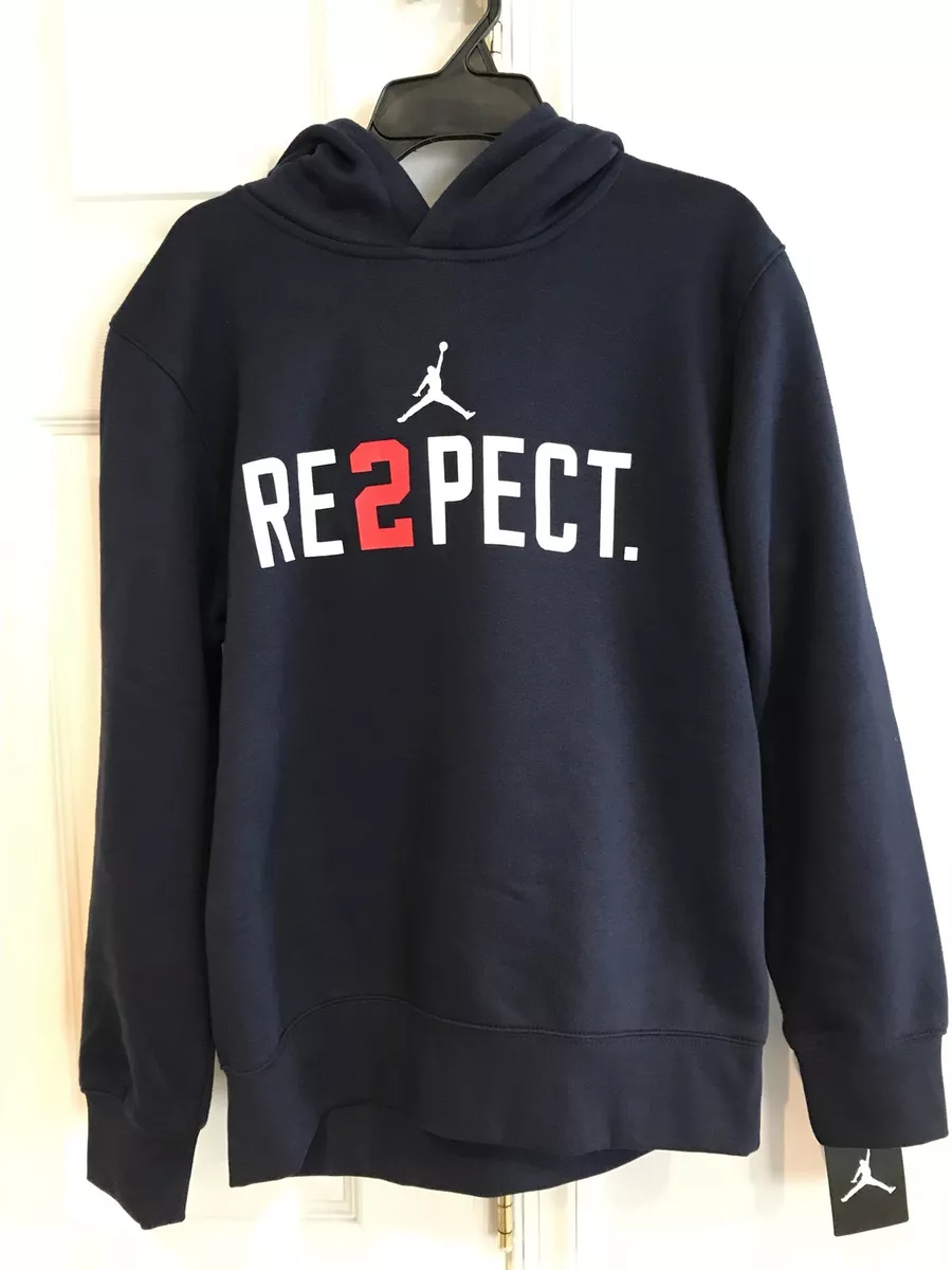 NWT Jordan BOY'S RE2PECT Pullover Navy Hoodie Derek Jeter Sz Large (12-13  YRS)