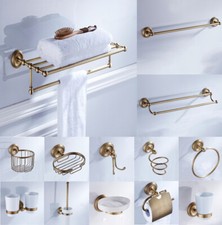 Antique Brass Wall Mounted Bathroom Accessory Set Toilet Roll Rack Towel Bar
