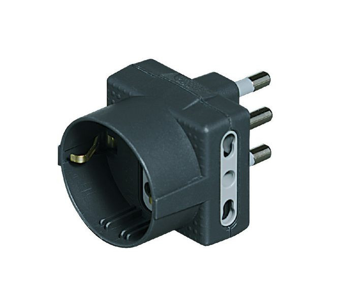 BTICINO S3611G CST ADATTATORE TRIS 1 SCHUKO 2 PRESE BIPASSO 10/16A ANTRACITE