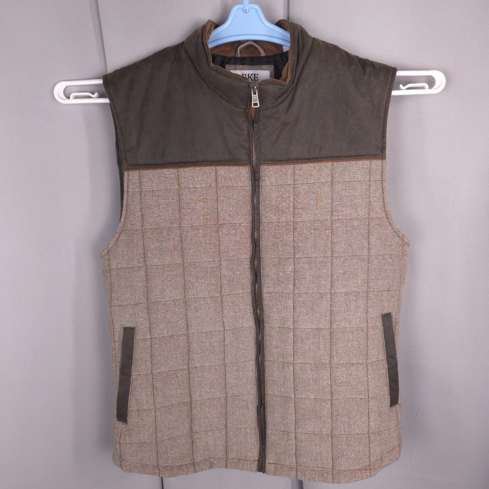 Mens Vest 2X Brown Wool Blend Quilted Sleeveless Utility Jacket Rustic Outerwear