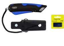 Box Knife Cutter Holster & Easy Cut 1000 Safety Replacement Blades, PK 10 Blades