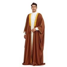 Saudi Men Thobe Jubba Thoub Abaya Muslim Robe Dishdasha Open Kaftan Cardigan Eid