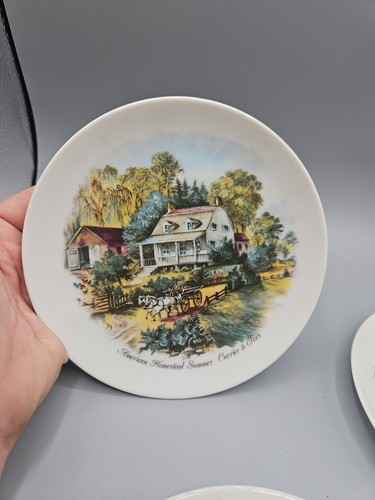 Vintage Currier and Ives Set Of 4 Seasons Decorative Wall Plates 6 1/4" - Picture 5 of 5