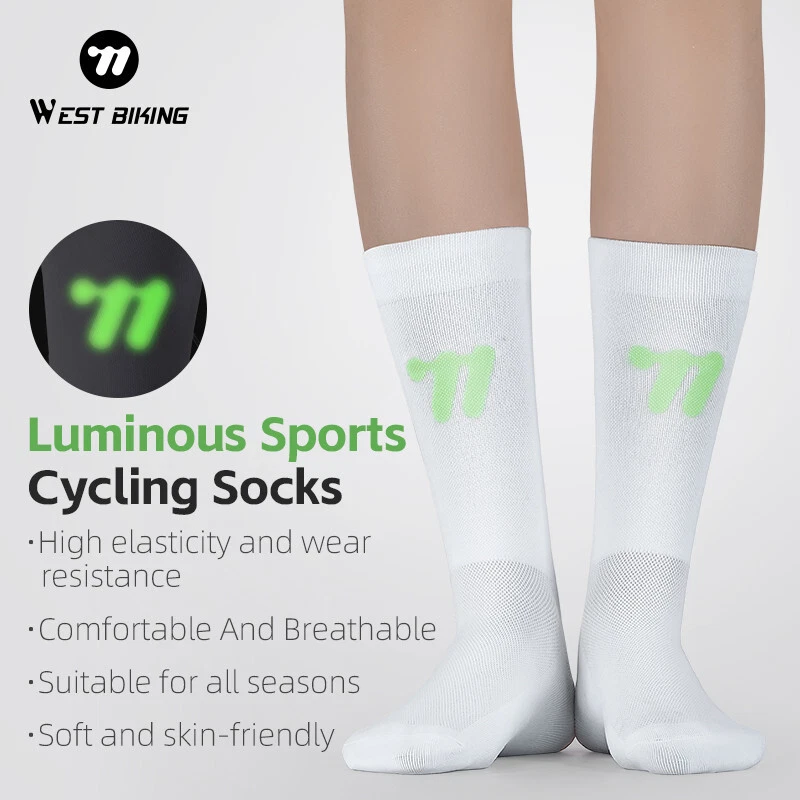 WEST BIKING Sports Cycling Socks Lightweight Breathable Long Football Socks - Image 3 of 4