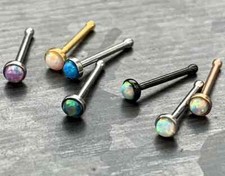 1pc Opal Set Nose Stud Bone Ring 316L Surgical Steel Body Jewelry