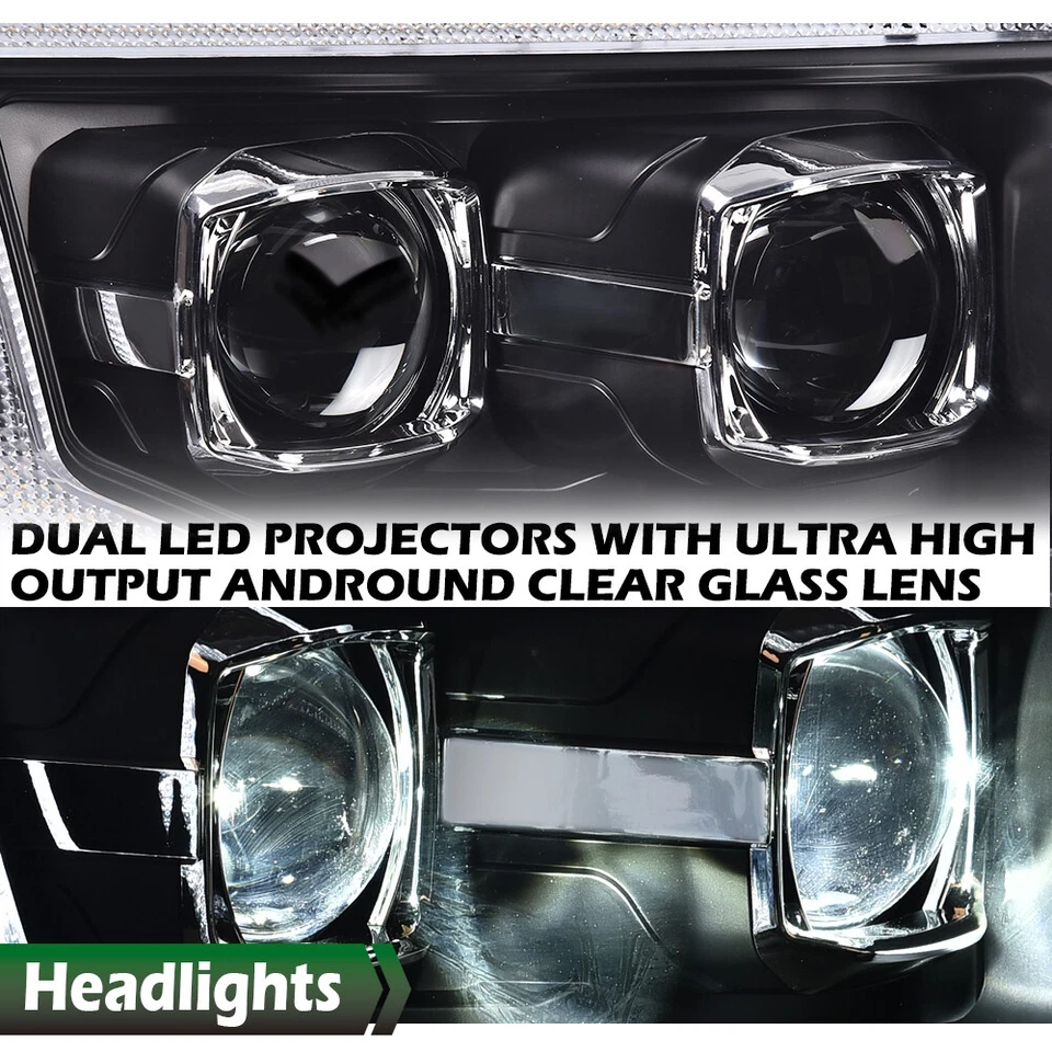 Dual LED Projector Headlights + Tail Lights Fit For 2009-2014 Ford F-150 Pickup Foto 3 de 4