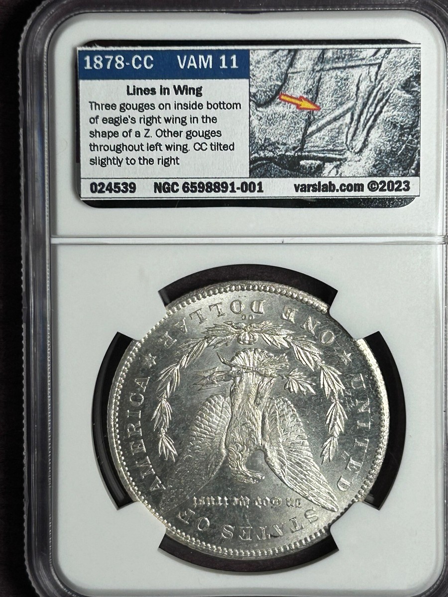1878 CC NGC MS63 VAM 11 Lines in Wings Top 100 Morgan Silver
