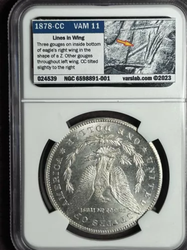 1878 CC NGC MS63 VAM 11 Lines in Wings Top 100 Morgan Silver Dollar