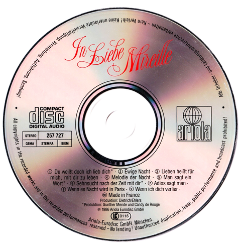 MIREILLE MATHIEU XRare 1986 Germany CD ''IN LIEBE MIREILLE'' With Rares Songs NM - Picture 3 of 3