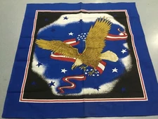 NEW NOS Biker Bandana Handkerchief  PATRIOTIC FLAG EAGEL 100% COTTON 22X22