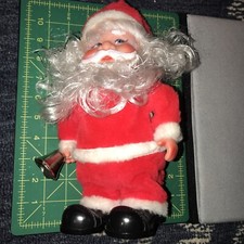 Vintage Bell Ringing Walking 10" Santa Claus Battery Operated UnTested Supereine